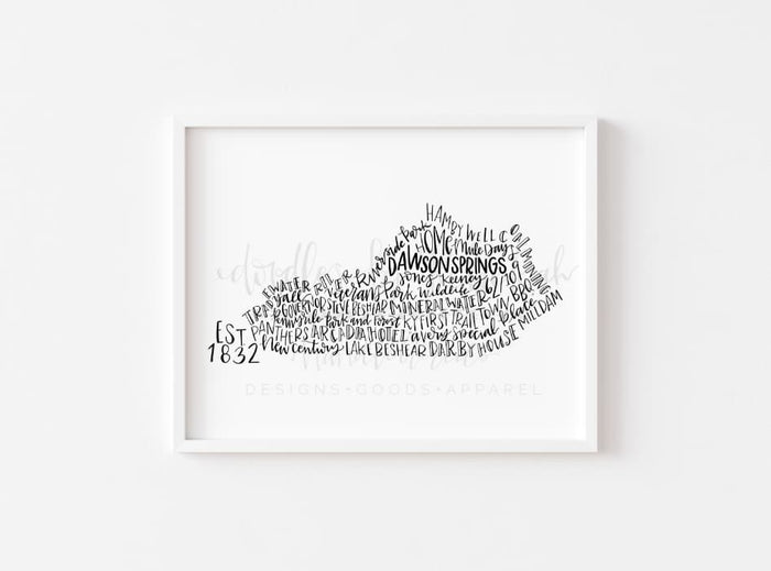 Dawson Springs KY Word Art 8x10 Print - Print