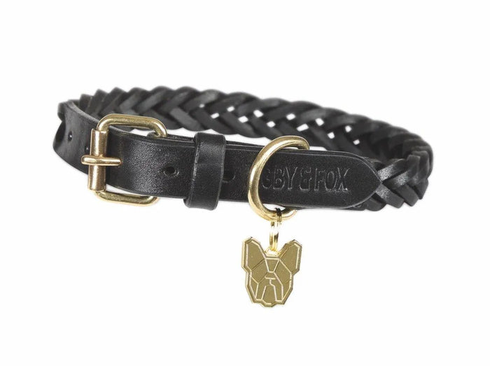Digby & Fox Plaited Dog Collar - Black - L