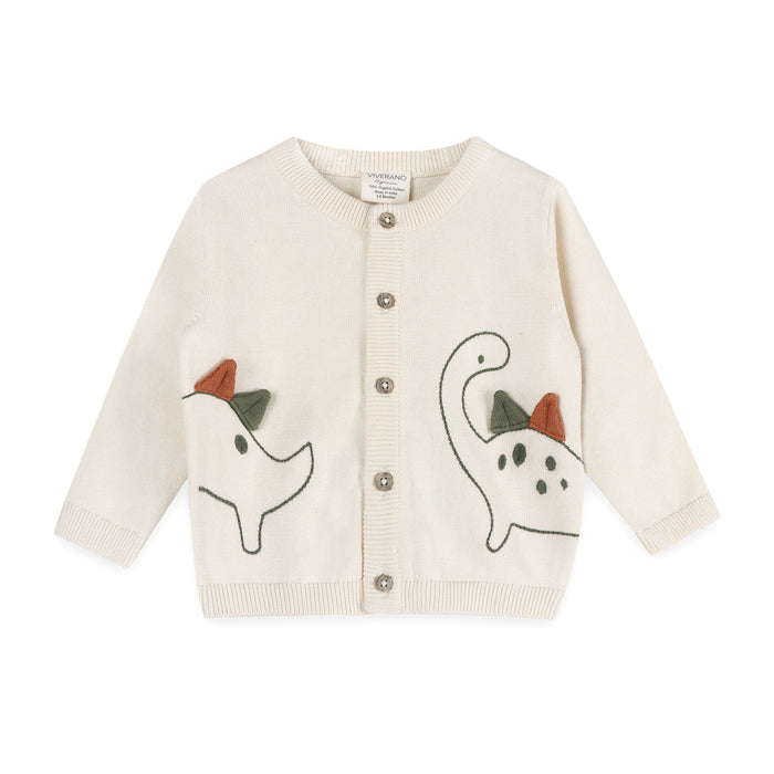 Dino 3D Embroidered Baby Knit Cardigan (Organic Cotton)