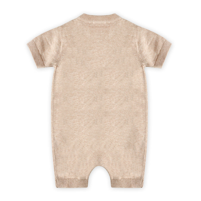 Dino Applique Baby Knit Romper Back (Organic Cotton)