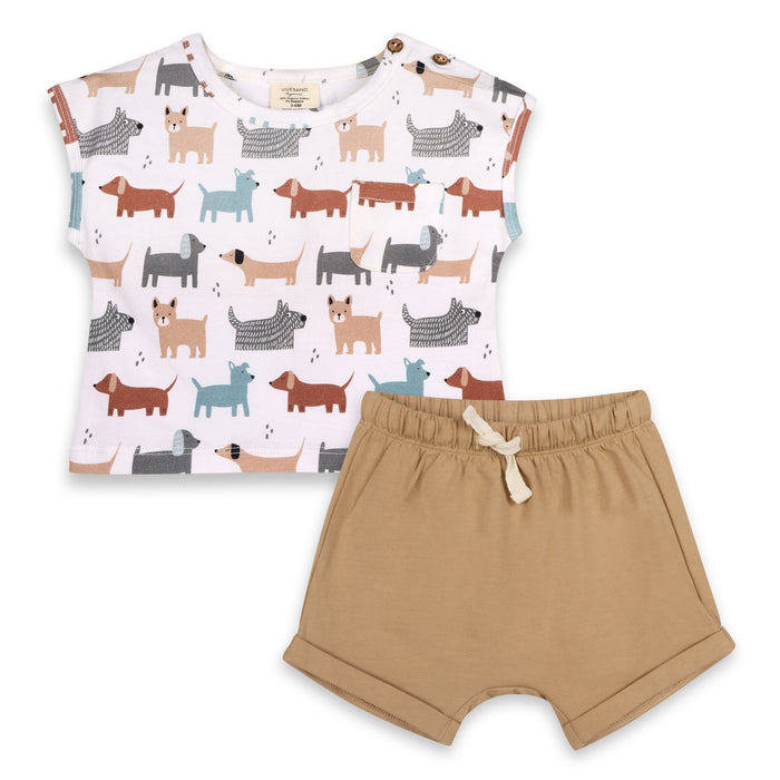 Dog Baby Short Sleeve Tee Top + Shorts Set (Organic Jersey)