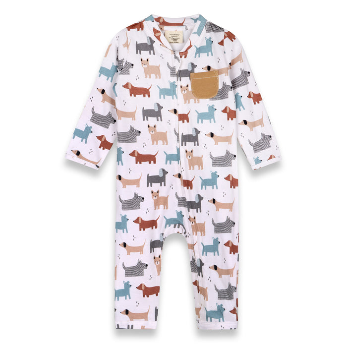 Dog Zipper Baby Coverall Jumpsuit (Organic Jersey)