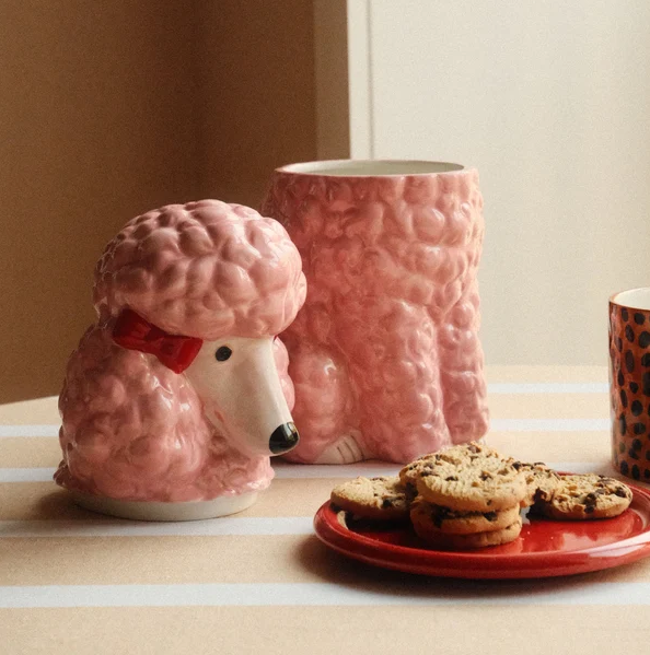 Dolomite Poodle Cookie Jar w/ Bows - 13 Hub Lane   |  Food Jars