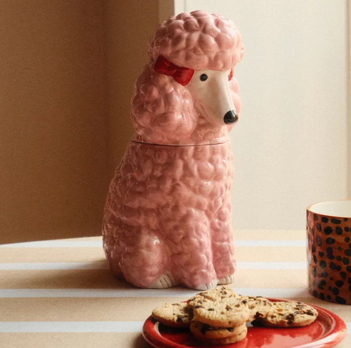Dolomite Poodle Cookie Jar w/ Bows - 13 Hub Lane   |  Food Jars