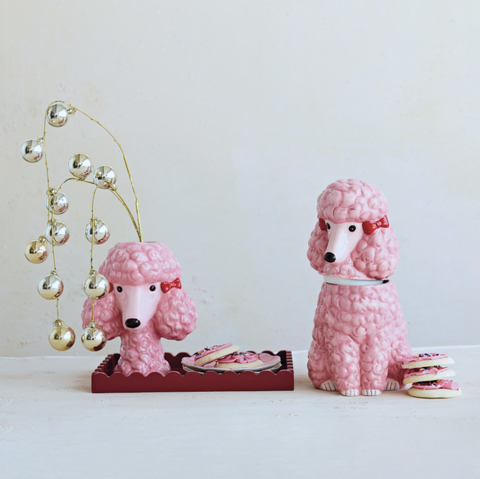 Dolomite Poodle Head Vase w/ Bows - 13 Hub Lane   |  Ceramic Vases