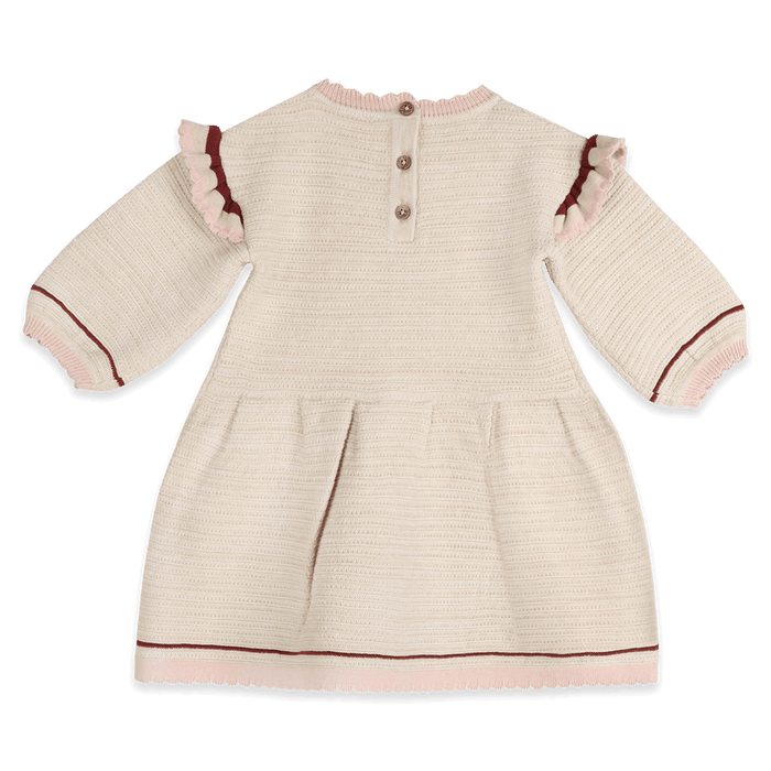 Organic Cotton Ella Tex Knit Baby Ruffle Dress, Back