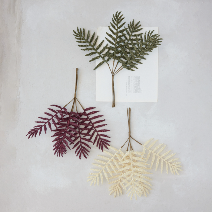 Faux Leaf Pick w/ Beads - 13 Hub Lane   |  Christmas Sprays