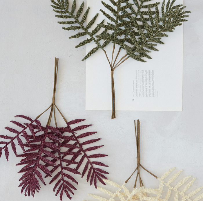 Faux Leaf Pick w/ Beads - 13 Hub Lane   |  Christmas Sprays