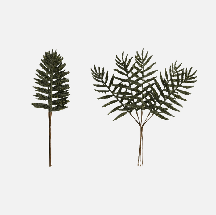 Faux Leaf Pick w/ Beads - 13 Hub Lane   |  Christmas Sprays