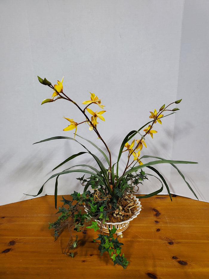 Faux Yellow Orchid Arrangement