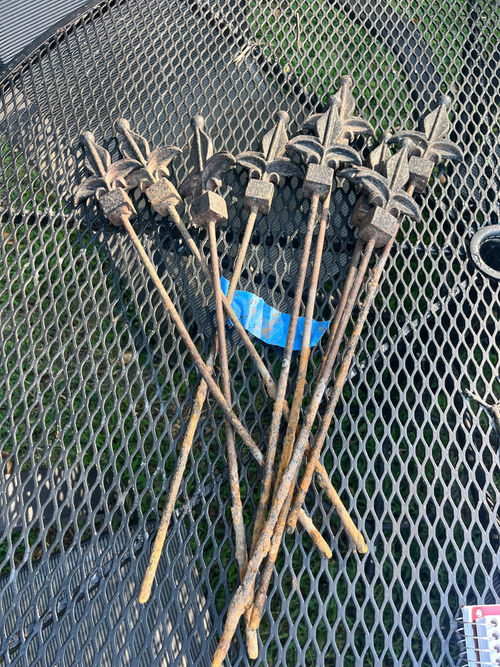 Fleur de Lis Cast Iron Garden Stakes, set of 9