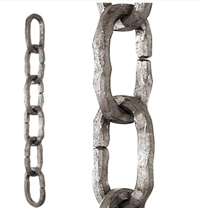 Forged Hammered Square Bar Chain 4" L x 2 1/4" W - Priced per foot