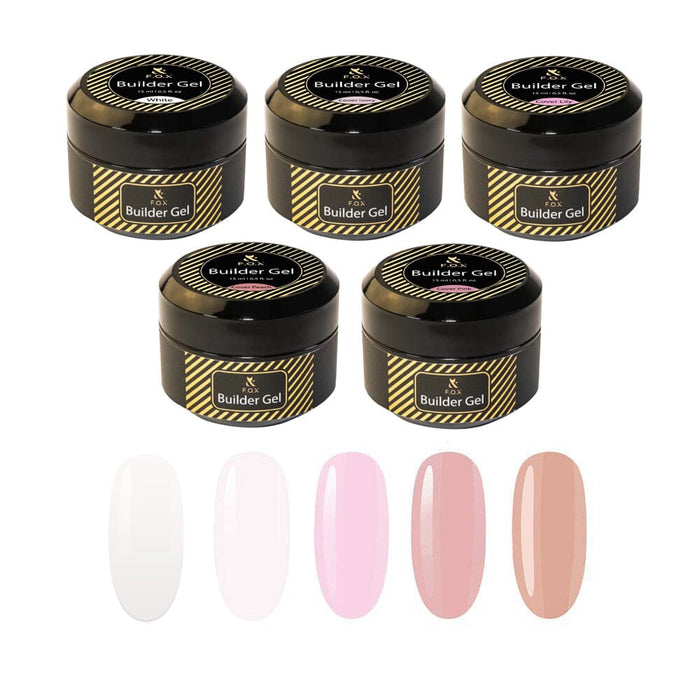 F.O.X Builder Gel (thick viscosity Hard Gel) – Set of 5, 15 ml Bulk sets F.O.X