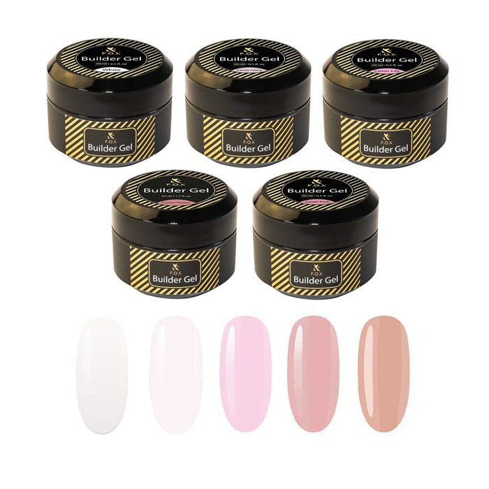 F.O.X Builder Gel (thick viscosity Hard Gel) – Set of 5, 50 ml Bulk sets F.O.X