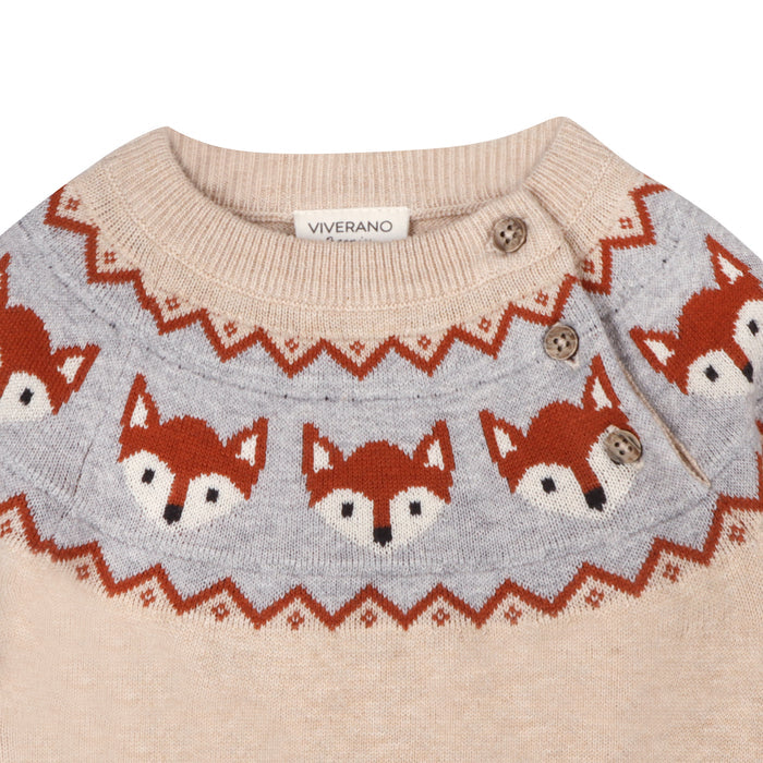 Fox Jacquard Fair Isle Sweater Knit Baby Pullover (Organic Cotton)