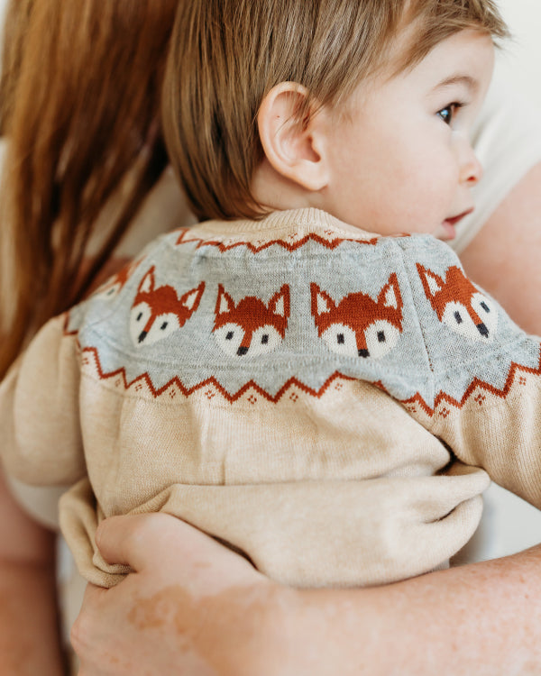 Fox Jacquard Fair Isle Sweater Knit Baby Pullover (Organic Cotton)