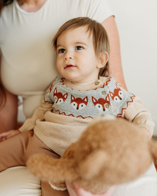 Fox Jacquard Fair Isle Sweater Knit Baby Pullover (Organic Cotton)