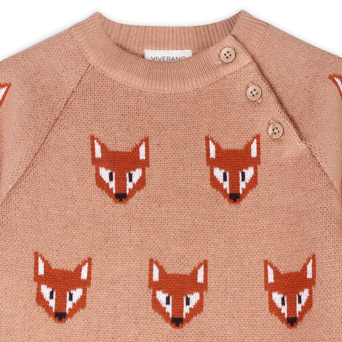 Fox Jacquard Knit Baby Jumpsuit (Organic Cotton)