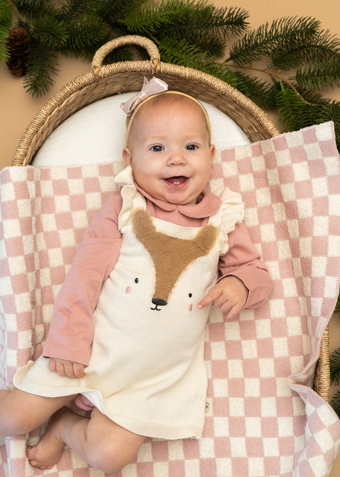 Fox Jacquard Knit Baby Tunic Dress Set (Organic Cotton)