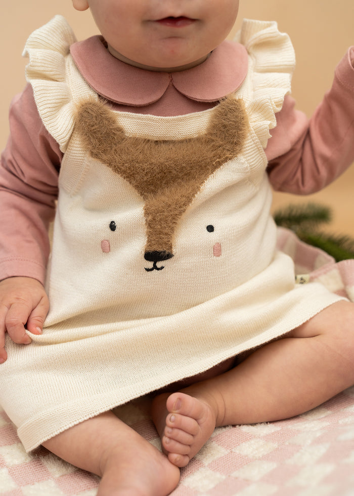 Fox Jacquard Knit Baby Tunic Dress Set (Organic Cotton)