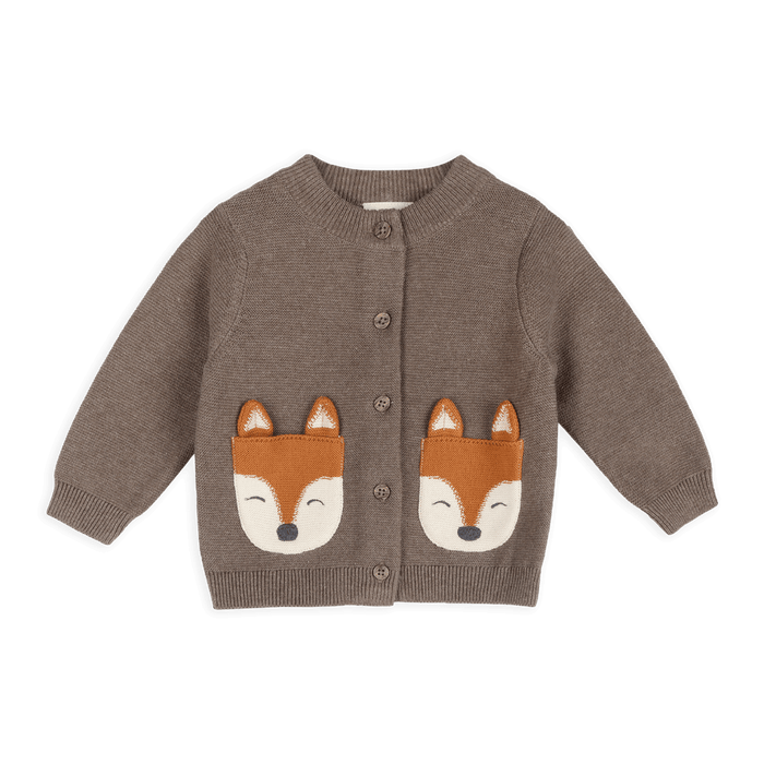 Organic Cotton Fox Pocket Baby Knit Cardigan
