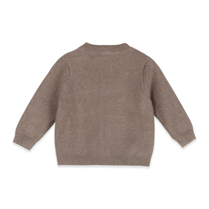 Organic Cotton Fox Pocket Baby Knit Cardigan, Back