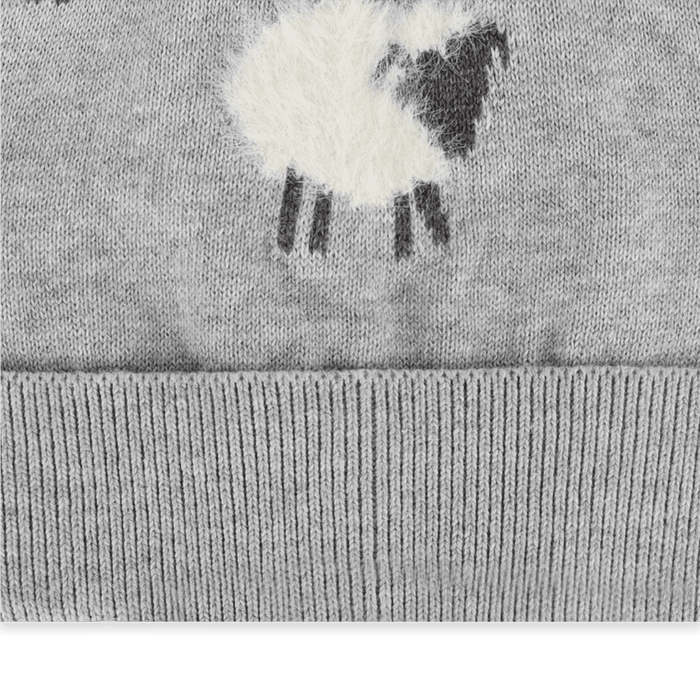 Organic Cotton Furry Sheep Knit Round Baby Beanie Hat, Detail