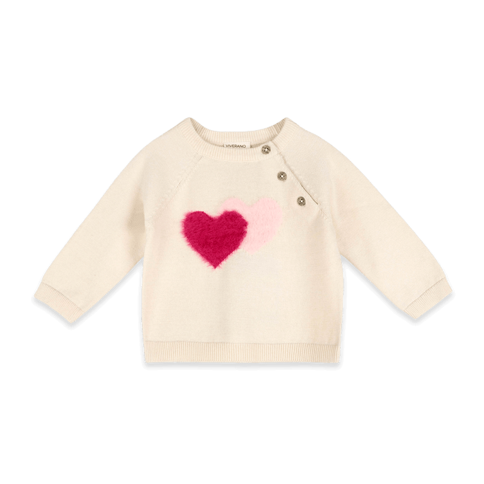 Fuzzy Hearts Baby Sweater Pullover, Organic Cotton