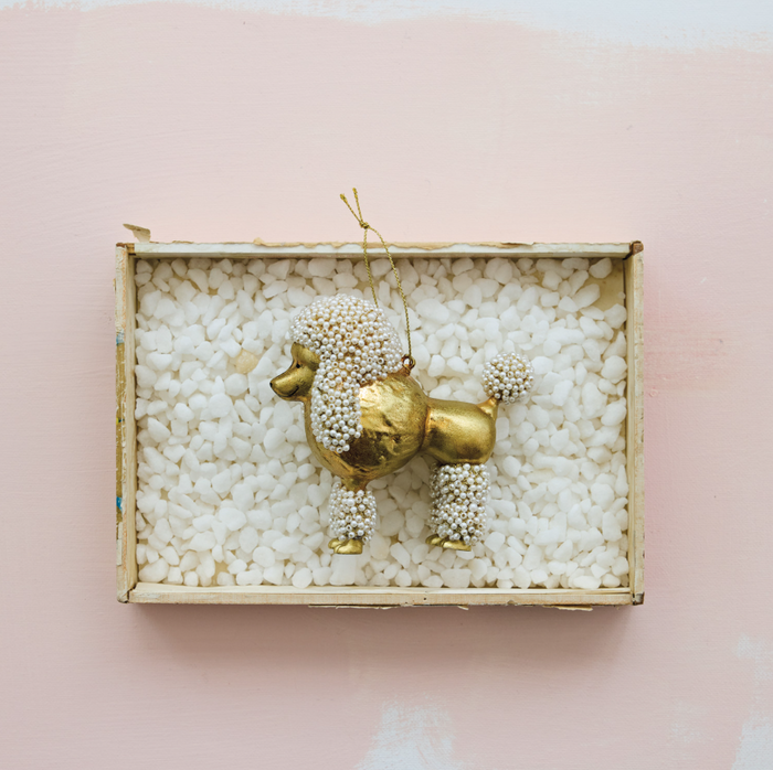 Glass Poodle w/ Faux Pearls - 13 Hub Lane   |  Animal Ornaments