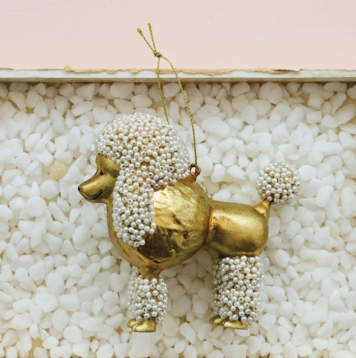 Glass Poodle w/ Faux Pearls - 13 Hub Lane   |  Animal Ornaments