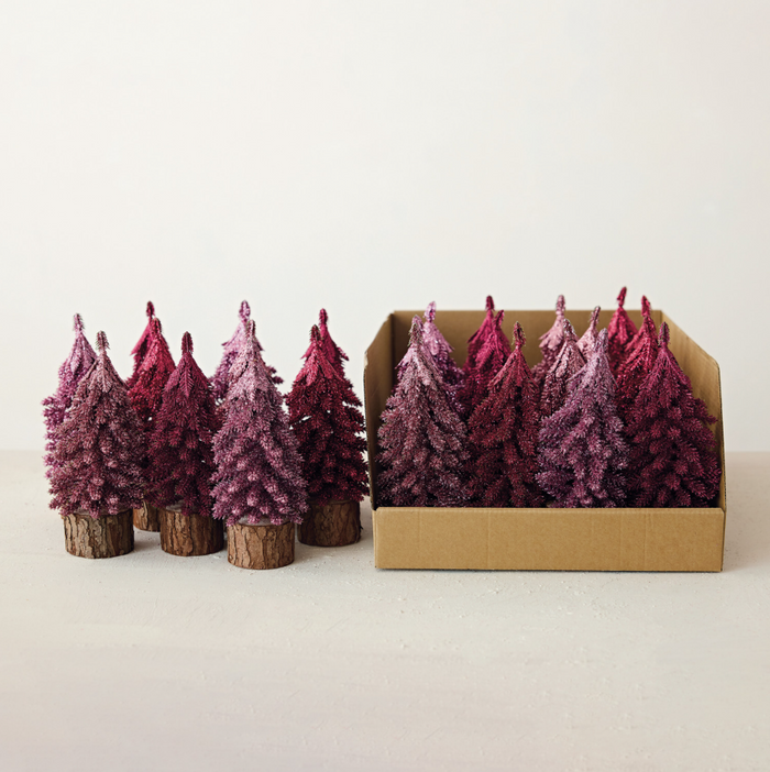 Glitter Tree w/ Wood Base, Pink - 13 Hub Lane   |  Tabletop Trees