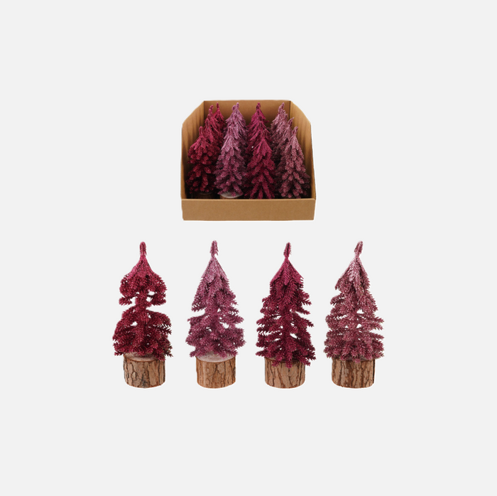 Glitter Tree w/ Wood Base, Pink - 13 Hub Lane   |  Tabletop Trees