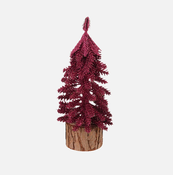 Glitter Tree w/ Wood Base, Pink - 13 Hub Lane   |  Tabletop Trees
