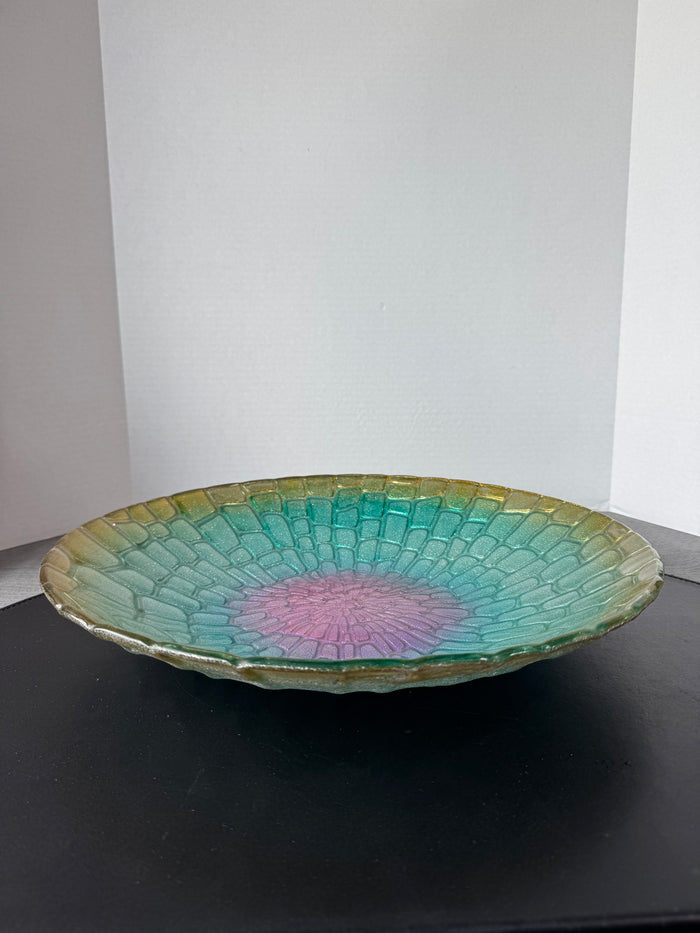 Glittery Multicolored XL Reverse Painted Glass Console Bowl