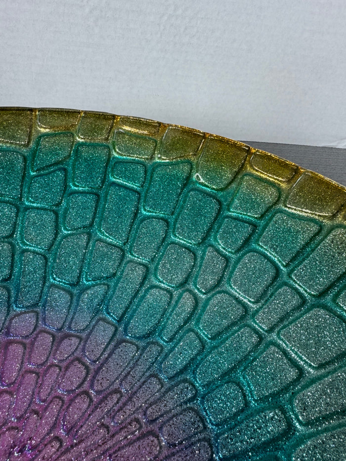 Glittery Multicolored XL Reverse Painted Glass Console Bowl