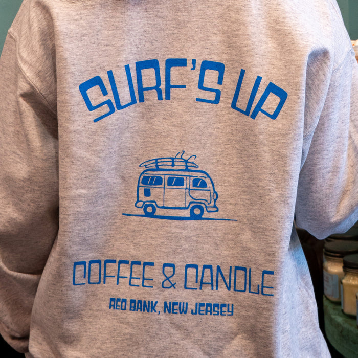 Gray and Blue Van Crew Neck & Candle - Coffee & Candles