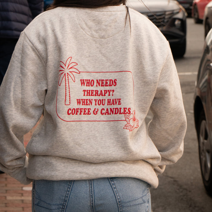 Gray and Red Crew Neck & Candle - Therapy
