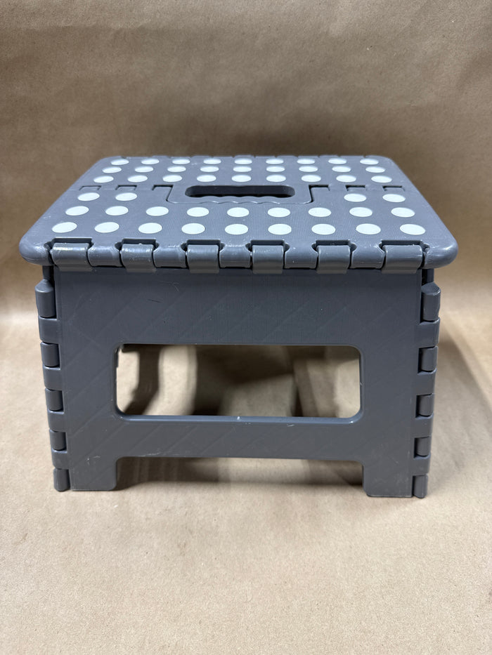 Grey Polka Dot Plastic Folding Step Stool