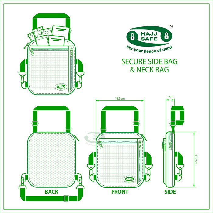 HajjSafe™ Hajj & Umrah - Anti-Theft Secure Side Bag & Neck Bag