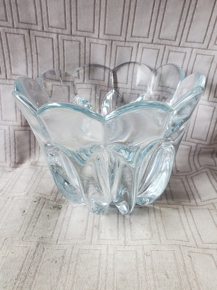 Heavy Clear Glass Flower Bowl