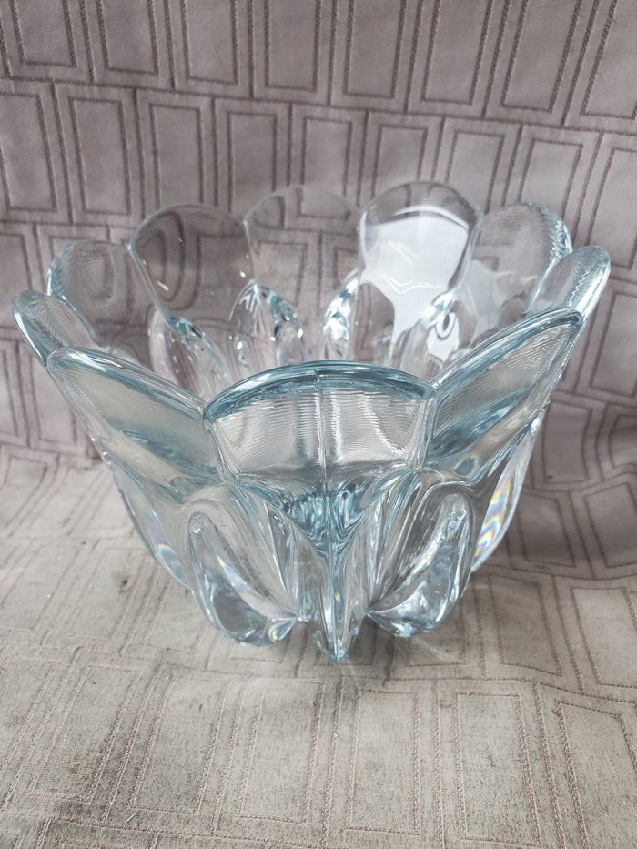 Heavy Clear Glass Flower Bowl