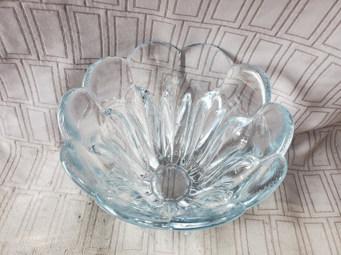 Heavy Clear Glass Flower Bowl