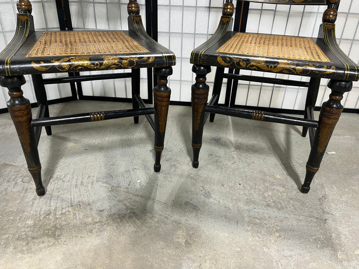Hitchcock Style Pair of Chairs with Cane Seats