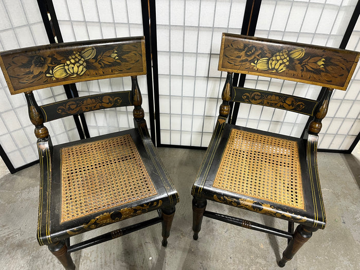 Hitchcock Style Pair of Chairs with Cane Seats