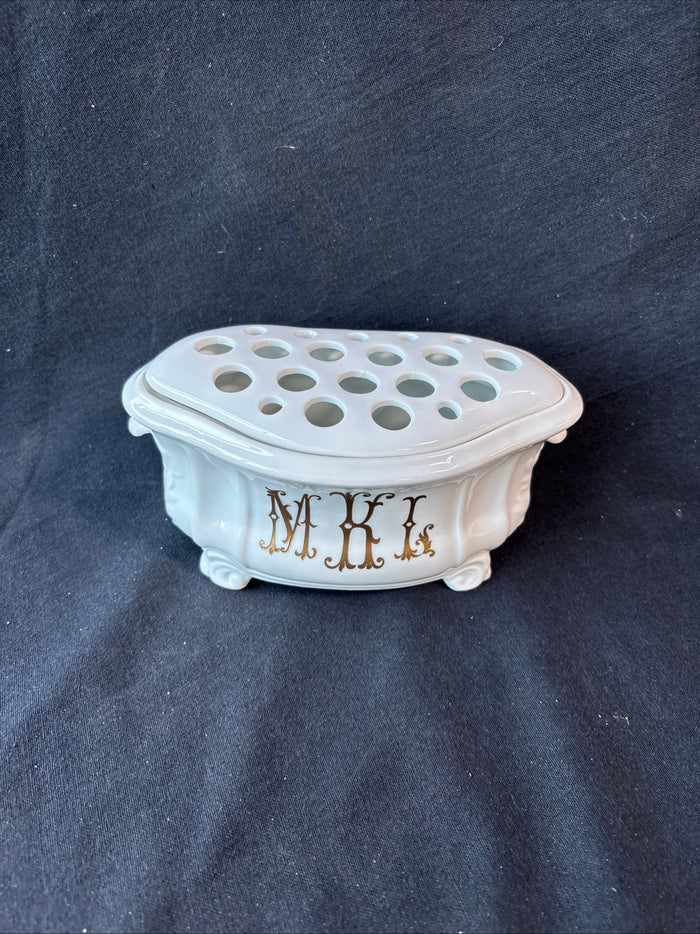Hive Porcelain Flowet Arranger/Frog, Monogramed