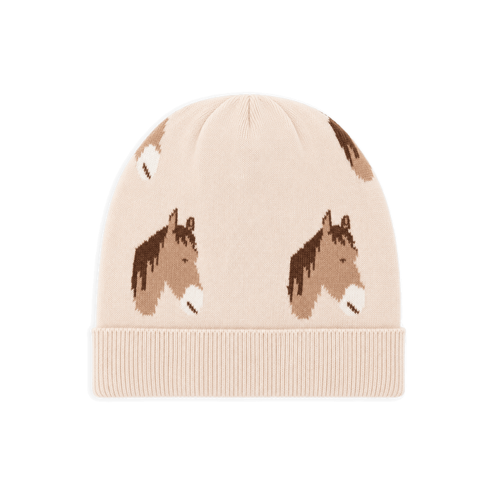 Organic Cotton Horse Sweater Knit Round Baby Beanie Cap