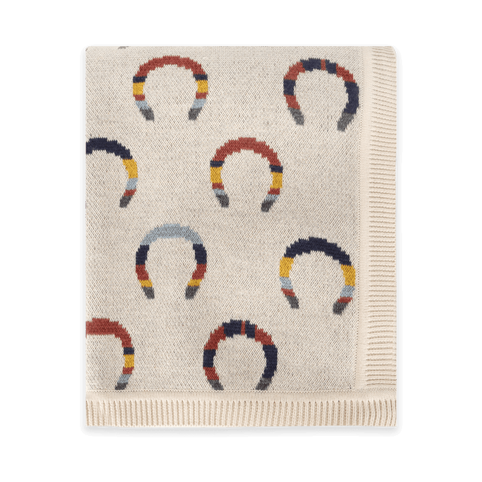 Horseshoe - Organic Cotton Jacquard Knit Baby Blanket (Folded)