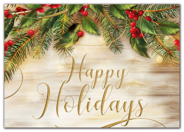 HP03382 - H08618 Pine of Gold Holiday Cards 7 7/8 x 5 5/8" QTY 25