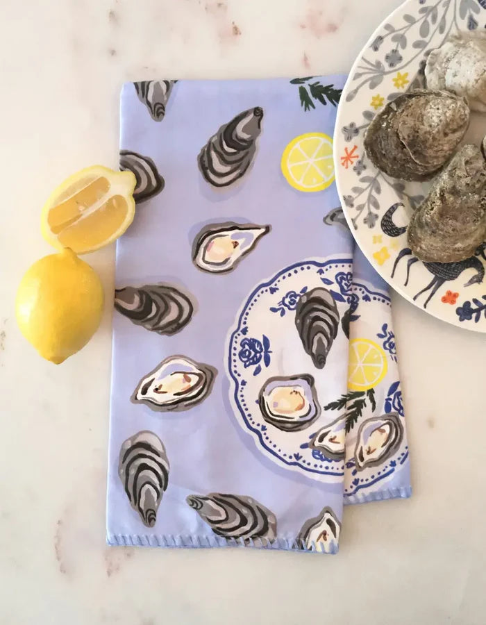 Idlewild Co. - Oysters Cotton Tea Towel with Embroidered Detail