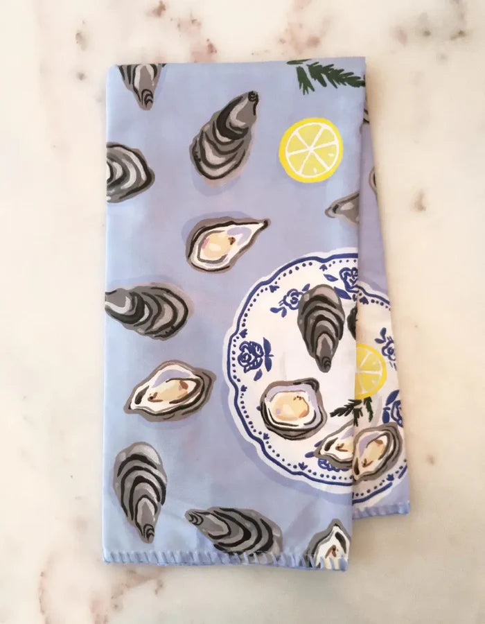 Idlewild Co. - Oysters Cotton Tea Towel with Embroidered Detail